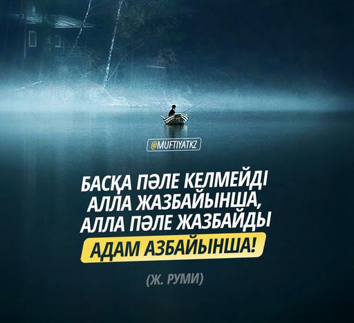 "Басқа пәле келмейді Алла жазбайынша, Алла пәле жазбайды адам азбайынша!" (Ж. Руми)